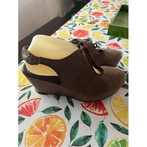 New Cordani Brown Suede Wedge Heels W/laces & Buckle 39